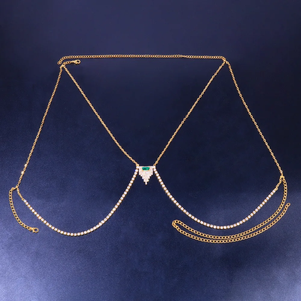 SHIHAN Fashion New Crystal Bra Chain Necklace Jewelry for Women Breast Body Chain jewellery Bikini Rhinestone Bra body chain