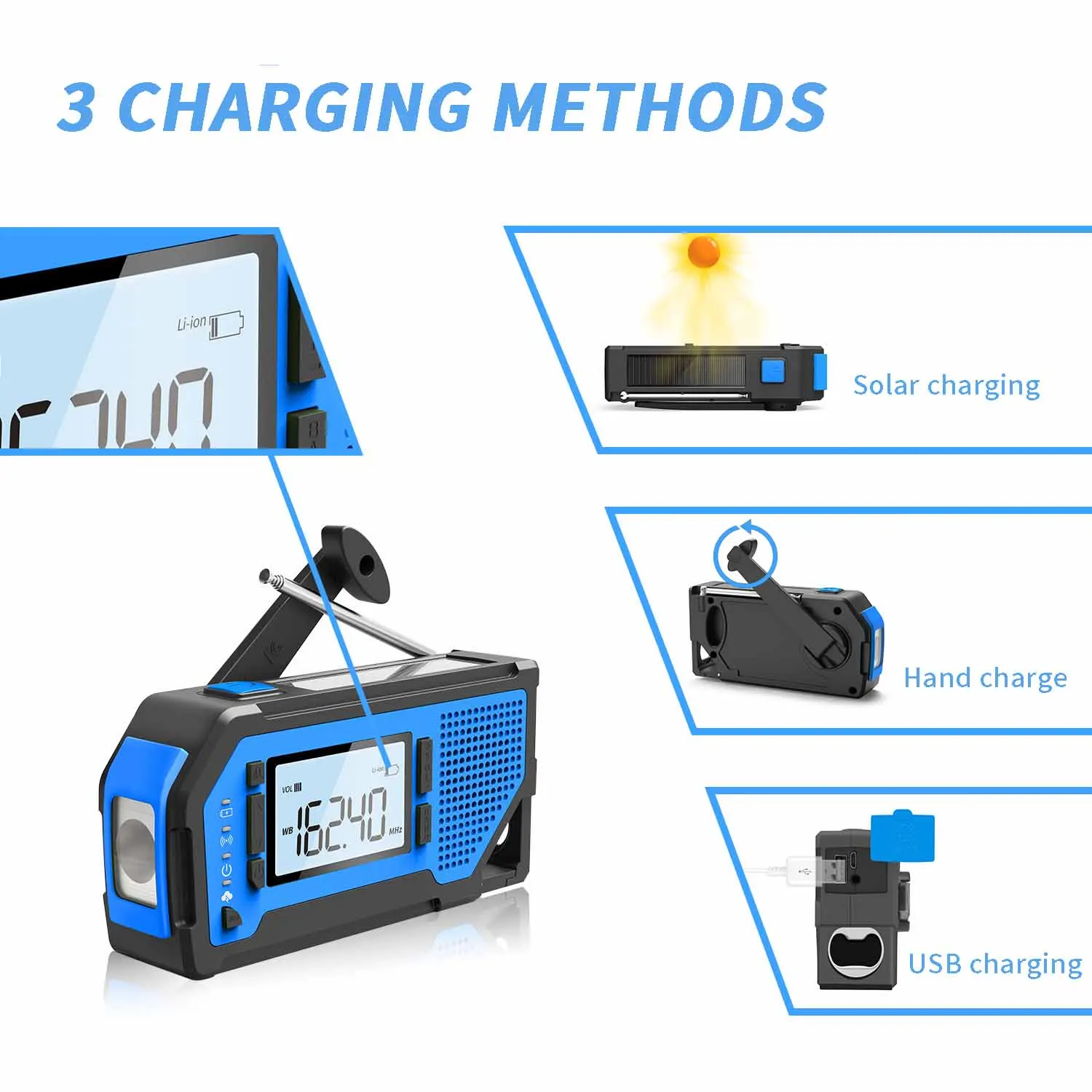 New Design Portable Handheld Rechargeable Solar Digital Radio With AM/FM/WB Function Emergency Radio