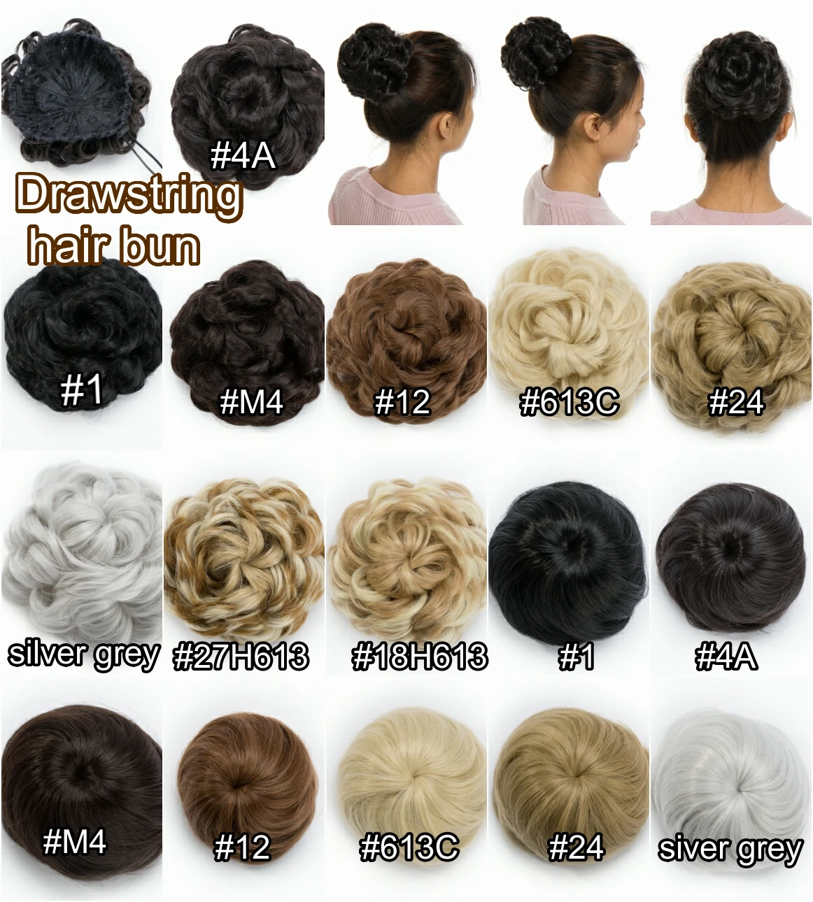 
S-noilite high quality drawstring clip in synthetic hair chignon bun, girls hair scrunchies straight updo ponytail for wedding 