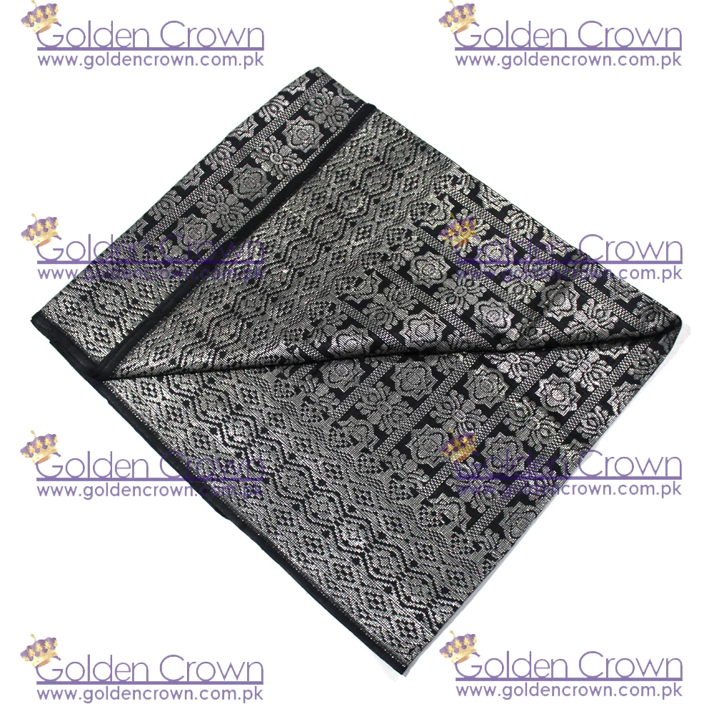 Top High Quality Malaysia Sampin Songket Fabric Black and Silver |