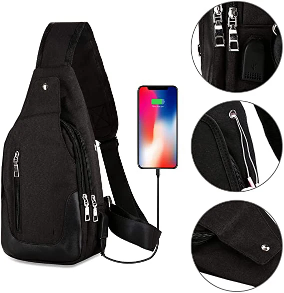 Large Capacity Casual Unbalance Backpack Lightweight Crossbody Purse Sling Shoulder Bags Mens Chest Bag With USB Charging Port