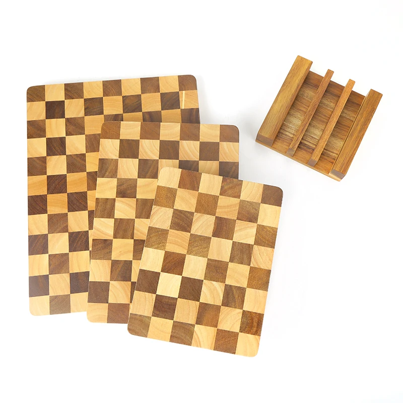 Wooden  checkerboard Cutting Boards For Kitchen  with Holder Cutting Board Wood Wooden Chopping Board