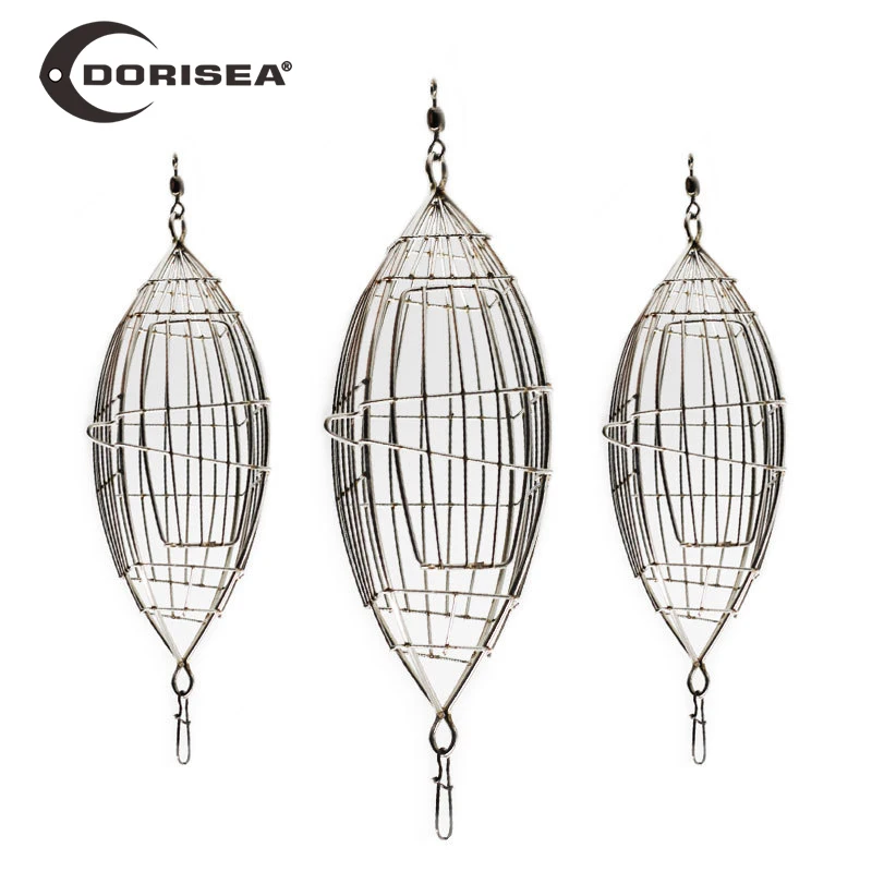 Stainless Steel Bait Thrower Cage Basket Feeder Holder Olive Shaped Freshwater Deep Sea Fishing Lure Tackle Pesca Accessories