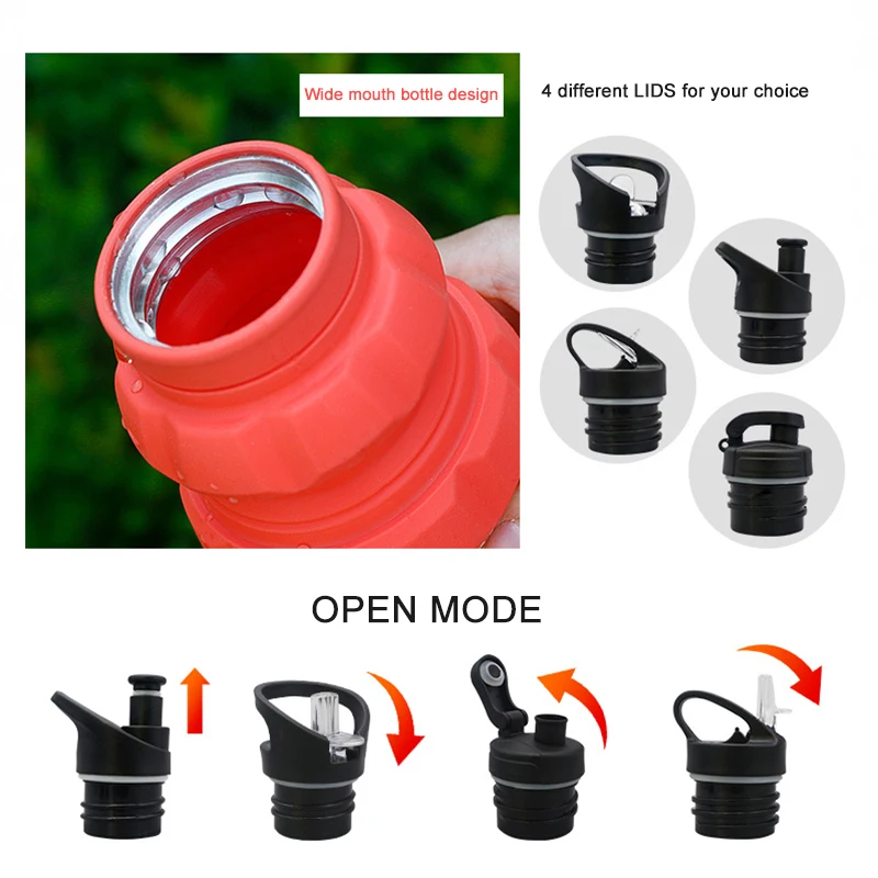 Collapsible Handle Grenade Sport Water Bottle Food Grade Silicone Outdoor Biking Hiking Kettle With Hook Mountaineering Buckle