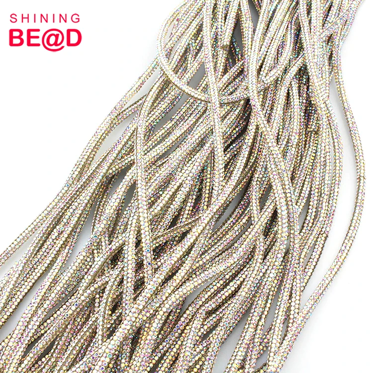 2023 Fashion Sparkling Crystal Cotton Rope Rhinestone Trim For Pants Hoodie Shoelace Bag Drawstring Cord DIY Garment Accessories