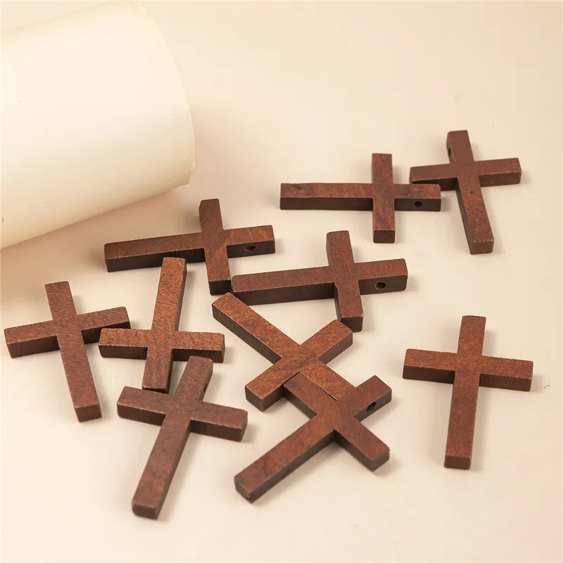 Mini Natural wood cross 4*3cm handicraft wooden crosses Christian rosary jewelry accessories DIY jewelry wholesale
