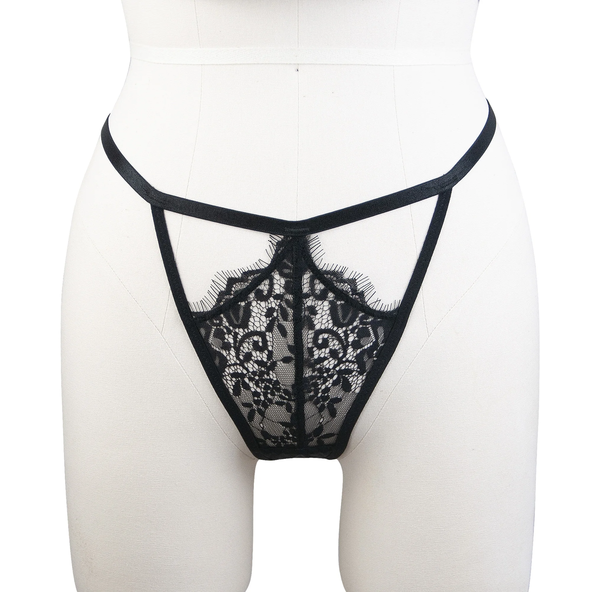Wholesale String Thong Lady Underwear See Through Embroidery Fashion Sexy Lace Corset Bra & Brief Sets