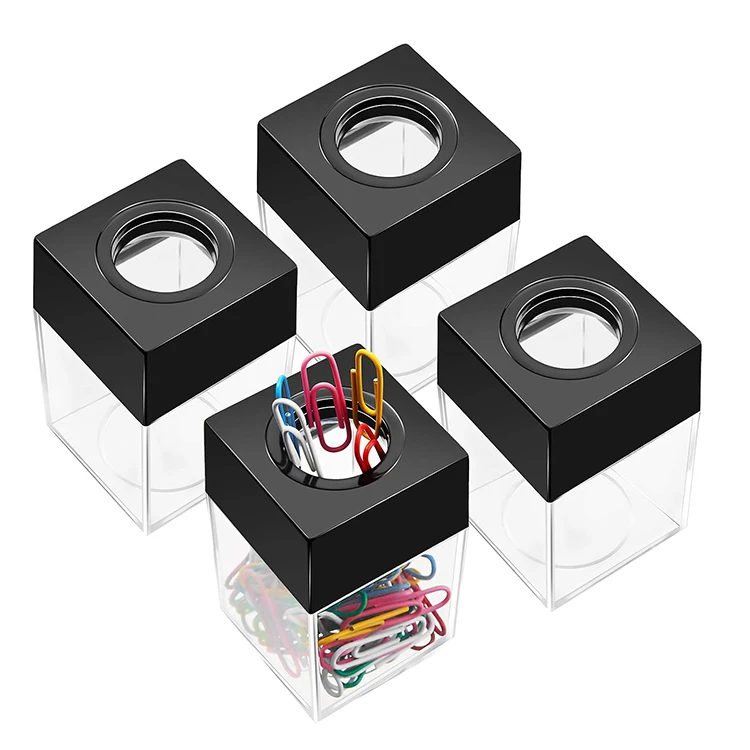 Foska Wholesale Creative Stationery Transparent Powerful Magnet Paper Clip Holder for Different Color Paper Clip