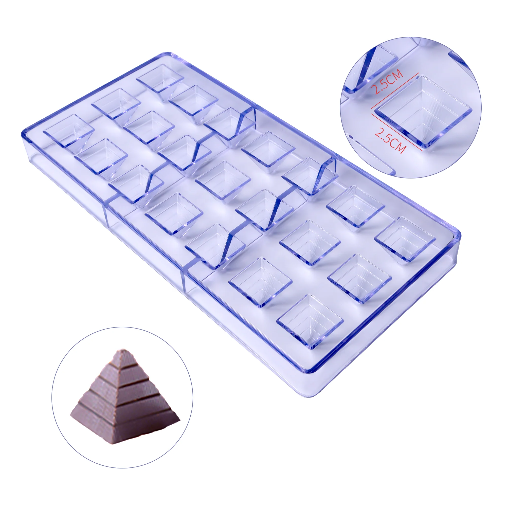 3D Plastic Chocolate Mold Pyramid polycarbonate mold molde de policarbonato para chocolate baking tools