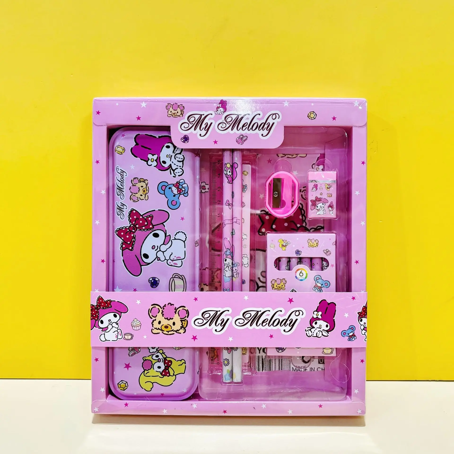 Sanrio school supplies wholesale 6 pcs stationery set with pencil box stationery items stationary accessories for kids