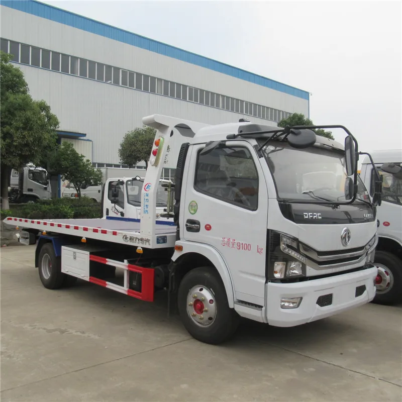 DFAC tow wrecker two cars lift slide bed flat break down towing cars car rotating tray truck 4 ton