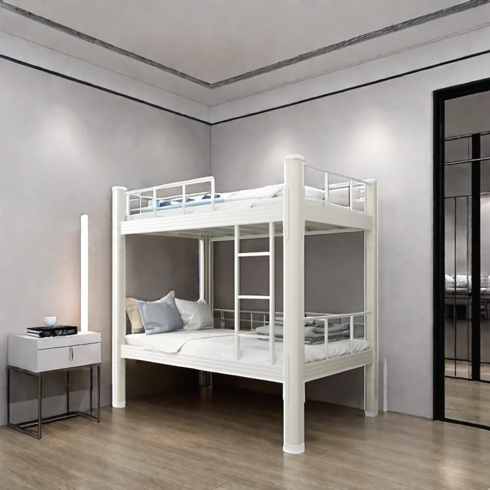 Heavy-Duty 2-Layer Metal Bunk Bed Double Deck Steel Bed with Elegant Castello Design for Home or Apartment Bedroom Furniture