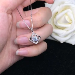 Hot silver-white gold-plated four-leaf clover pendant colored Solitaire Mossant pendant necklace for women