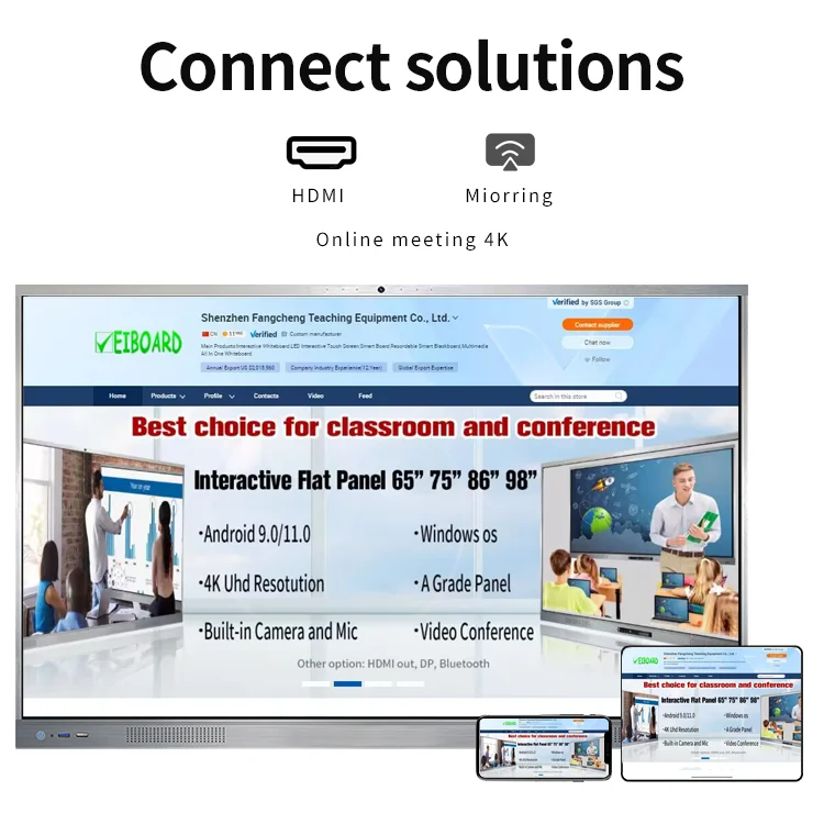 School Teaching Equipment 86 85 Interactive Flat Panel Electronic Interactive Tv Whiteboard