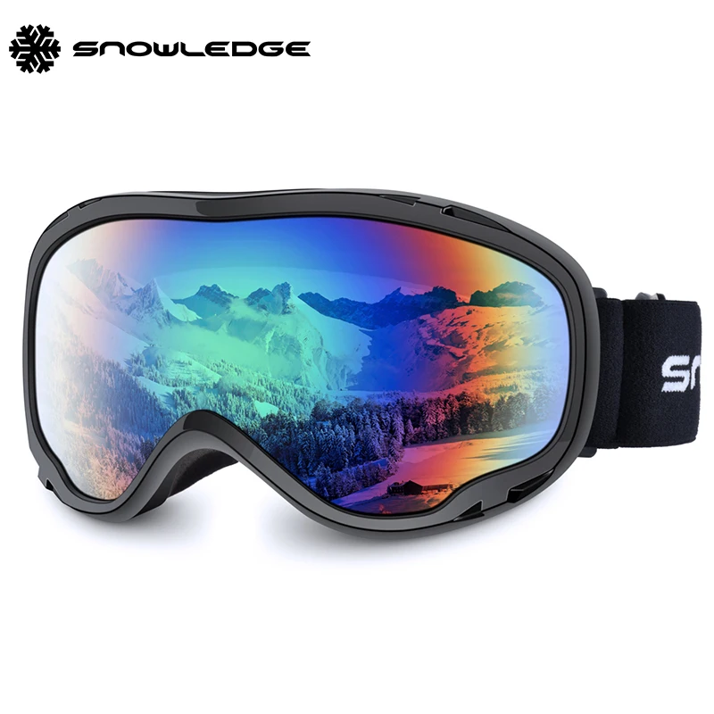 Snowledge Amazon Good review ski goggles 100% UV protection double layer anti fog lens OTG design snow goggles