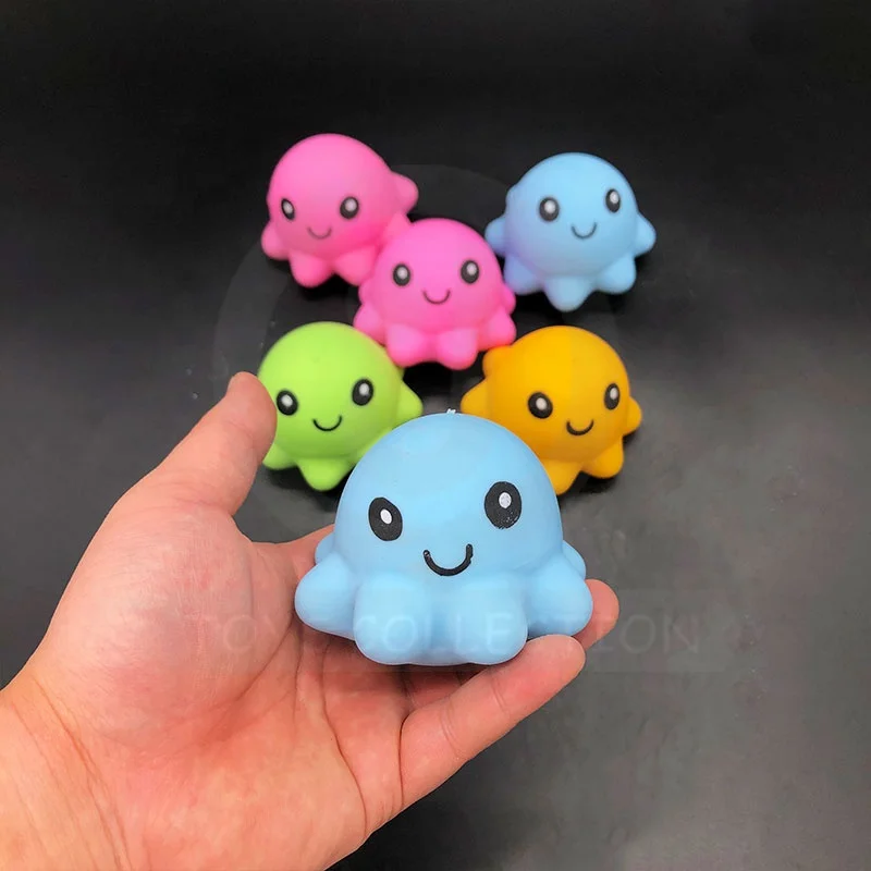 Plastic Toys Colorful TPR Rubber Soft Cute  Flour Ball Decompression Squishy Animal Anit-stress Squeeze  Octopus