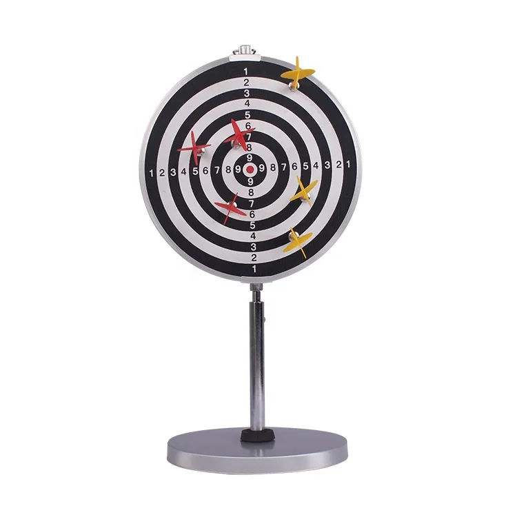 Kids desktop metal dart toy 8inch two-sided aluminium magnetic dart board games set with hook and pedestal