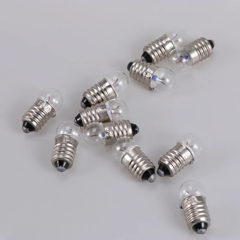 10pcs E10 Flashlight Small Electric Bead Light Bulb 2.5V 0.3A Student Physics Experiment Small Bulb Lamp