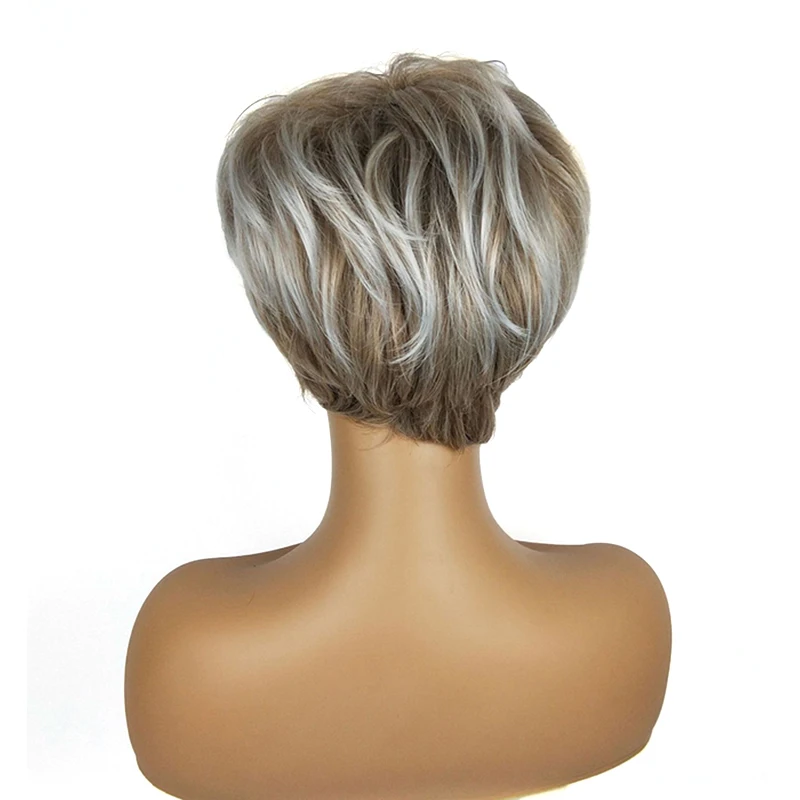 Cross-border European And American Ladies Flower White Trend Short Hair Fluffy Dyed Chemical Fiber Wig