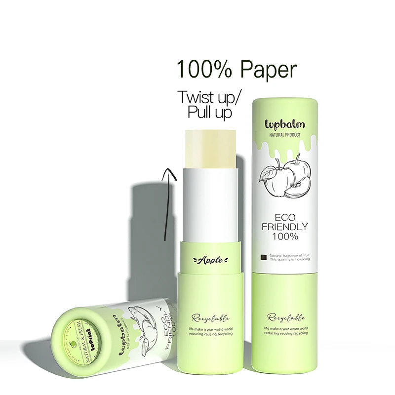 0.5oz Zero Waste Lip Balm Tube Packaging Organic Round Natural Pull Up Kraft Paper lip balm Tube Packaging Cylinder