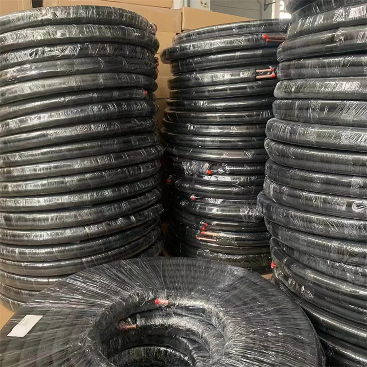 Black Rubber air conditioner copper pair coil 25FT 8 meter refrigeration line sets