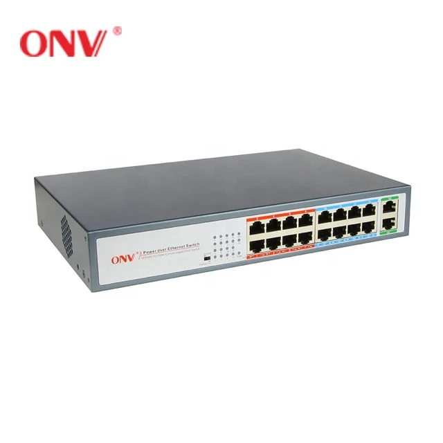  16 портов гигабитный коммутатор питания через ethernet ЖК-экран 48v с 2 комбо uplink CCTV системы