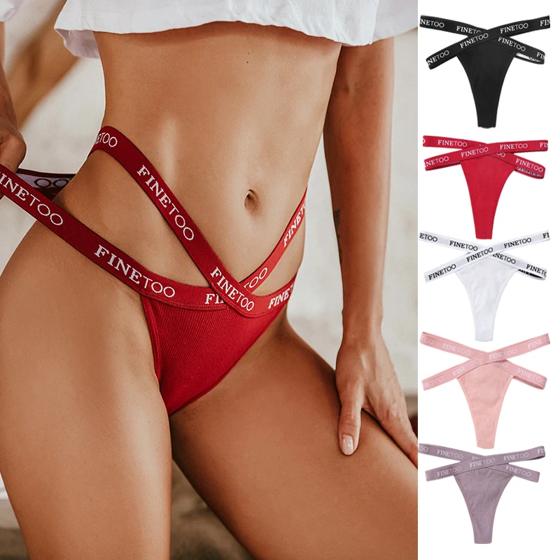 Ripped Low-Rise Solid Sexy Briefs Female Underwear Panties Cross Strap Temptation Ladies G String Thong