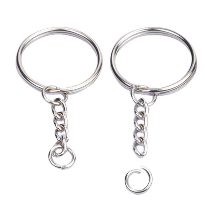 Manufacturer Fashion Bulk Metal Split Keychain Rings with Link Chain