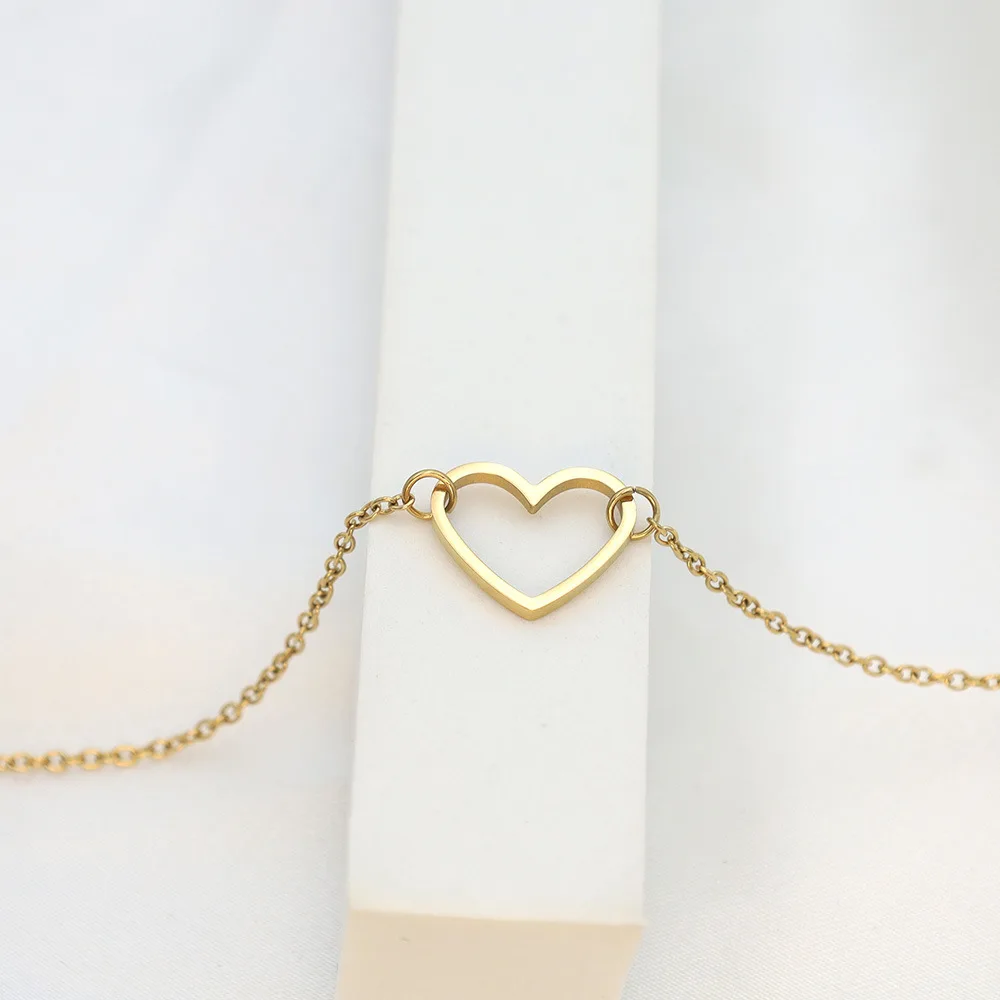 Fashion Stainless Steel 14k Gold Filled Cross Heart Pendant Necklace Charm Chain Choker Necklace Women Jewelry