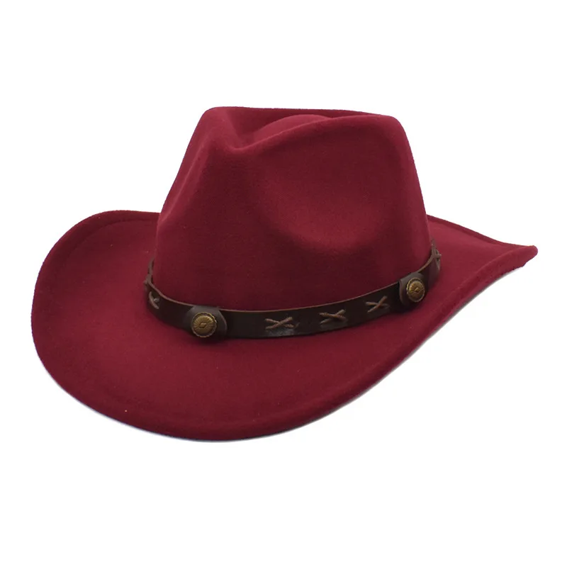 High Quality Handmade Wide Brim Cowboy Hat Men Wool Cowboy Hat Unisex Jazz Hat