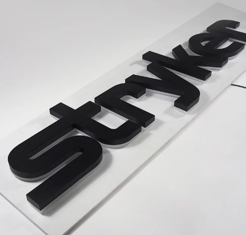 Настенный Знак логотипа из нержавеющей стали, акриловый светодиодный канал, БУКВЕННОЕ освещение, надпись, 3D подсветка