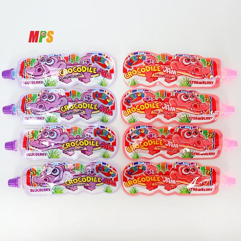 Crocodile Shaped Toothpaste Jam Wholesales Factory Price Halal Strawberry Sweet Juice Bag Sour Liquid Candy
