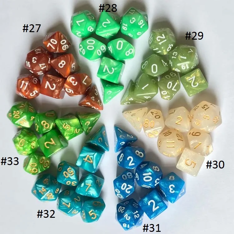 7pcs/set Dice Gift Set Tabletop Roleplaying PRTG Games Resin Polyhedral DND Dice