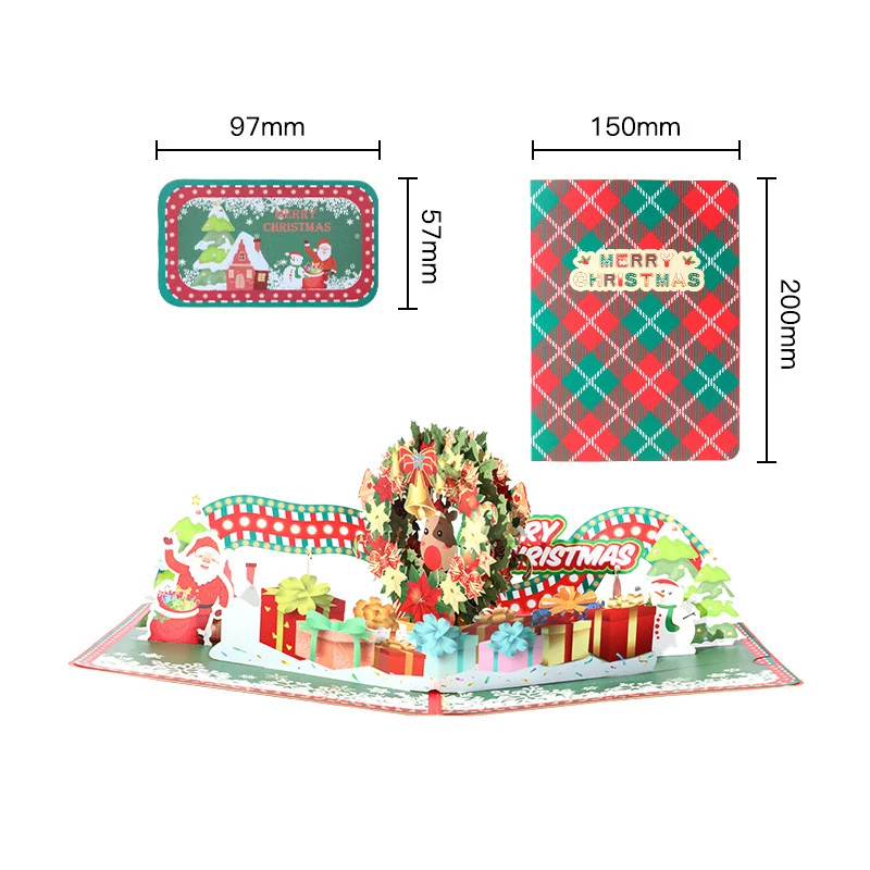 Christmas greeting card creative three-dimensional card 3d Christmas wreath gift small card design provides samples