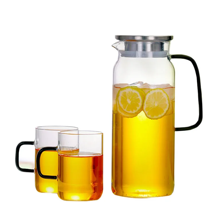 53OZ Glass Water Pitcher with Strainer Lid Beverage Glass Carafe for Juice Set