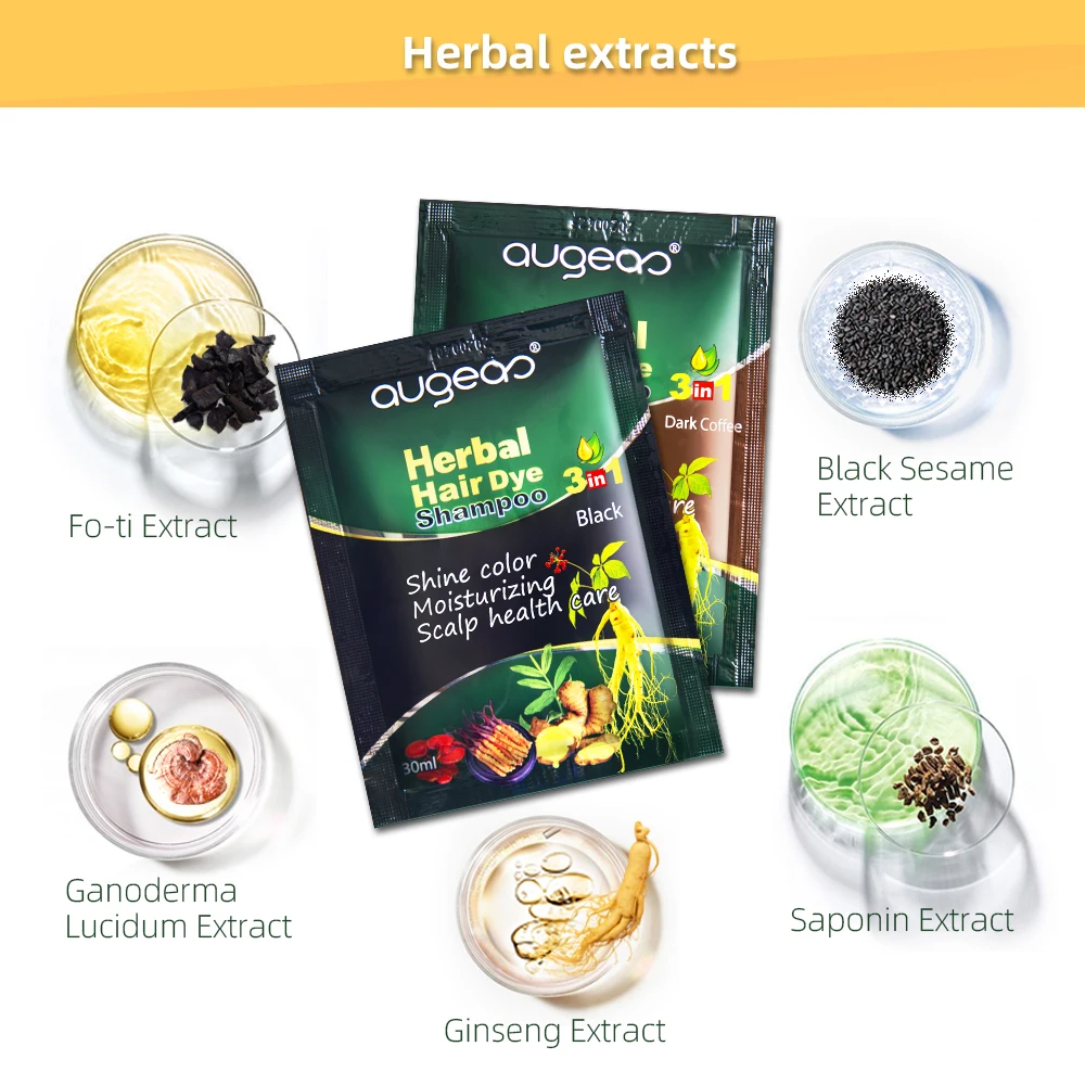 mini black hair shampoo in sachet for gray hair