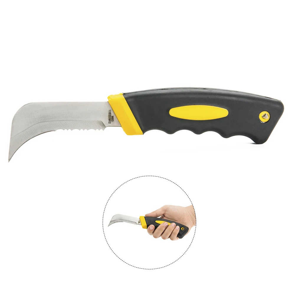 Plastic handle stainless steel curved blade cutting tool garden budding pruning grafting knife linoleum knife