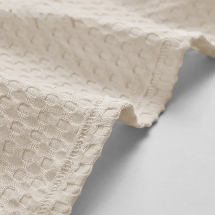 OA 60days solid palin check pattern Organic Cotton hotel bath robe 100% cotton waffle bath robe