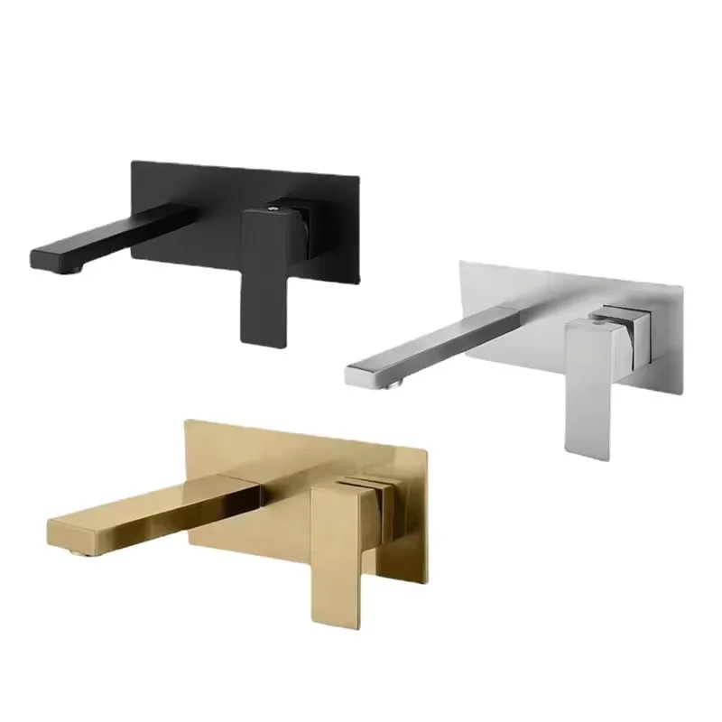 Hot Selling Wall Mounted Concealed Bathroom Basin Faucet Brass Single Lever Mixer Tap Washbasin Hot Cold Faucet