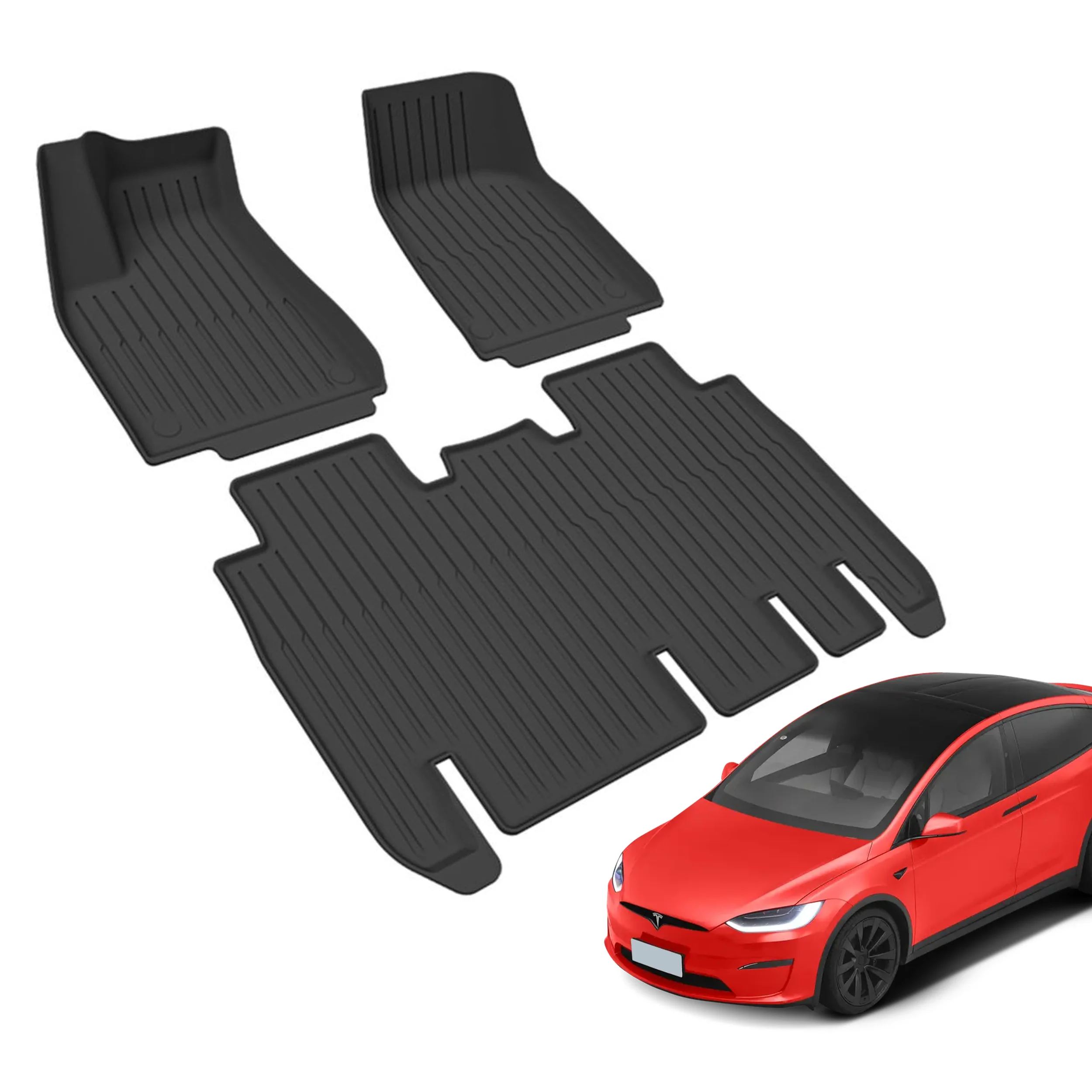 luxury Car Interior Accessories 3D TPE Car Floor Mats for Tesla Model X Carpet Floor Liner Car Mats Foot Mats