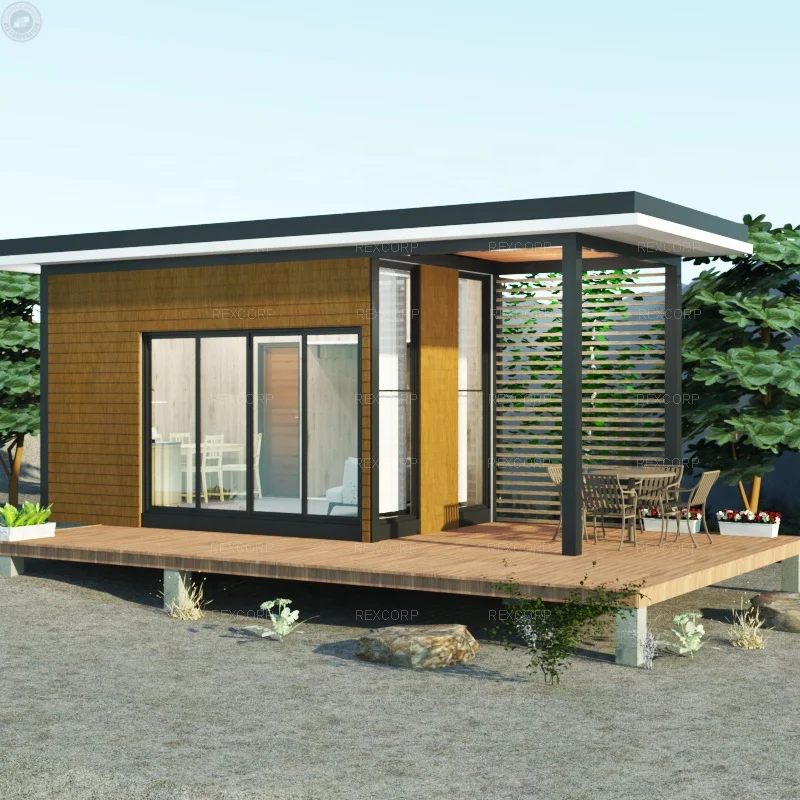 Loft Bed Style Small Wooden Modular Chalet with Roof Prefab Chalet Hut for Holidays in Switzerland