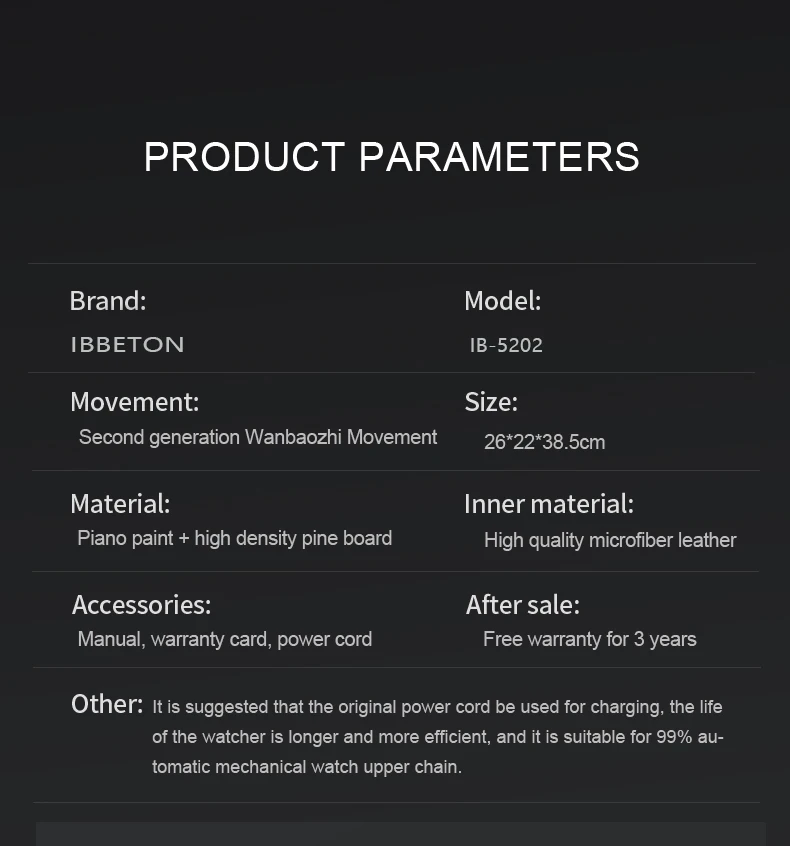 Automatic watch winding fingerprint unlock luxury wood watch storage case Touch control Piano paint back