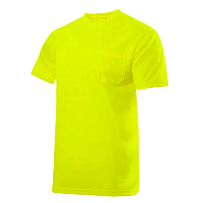 Breathable polyester Safety shirt custom logo hi vis construction short sleeve safety green work t shirt for men