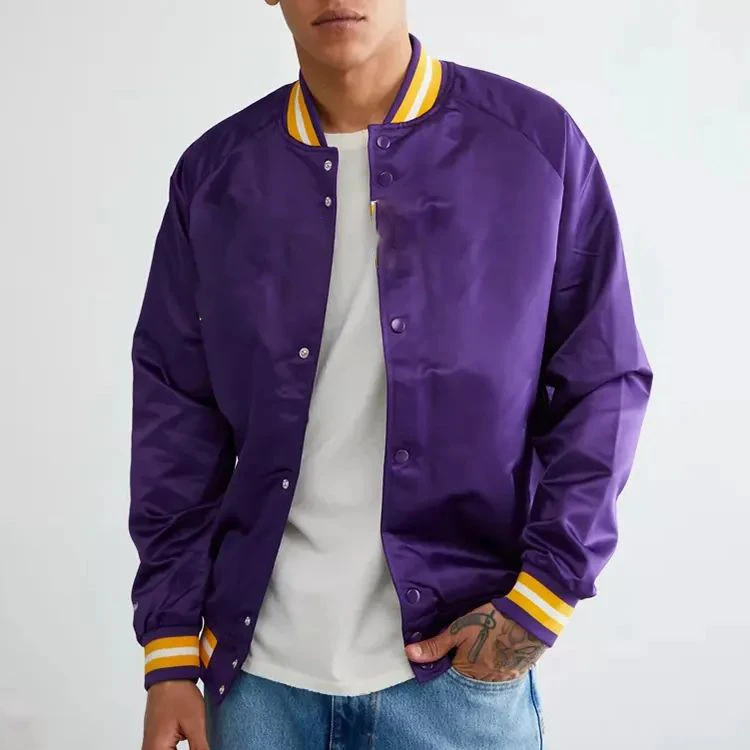 Custom College Pilot Jacket Embroidered Baseball Jacket Reversible Silk Satin Varsity Jacket For Men