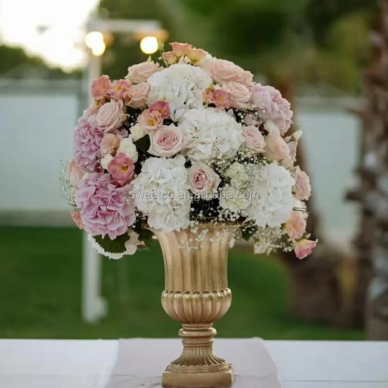 2020 wedding plastic pillar shatter-resistant gold roman column vase for wedding decoration