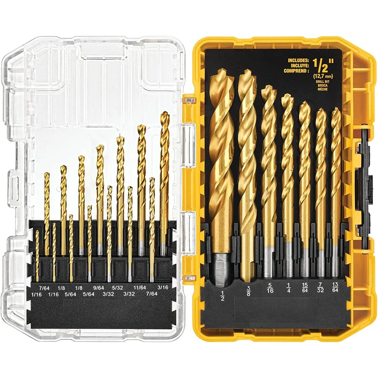 14 Pieces HSS Metal Twist Drill Set Steel Titanium Nitride Coated Drill Bit Set