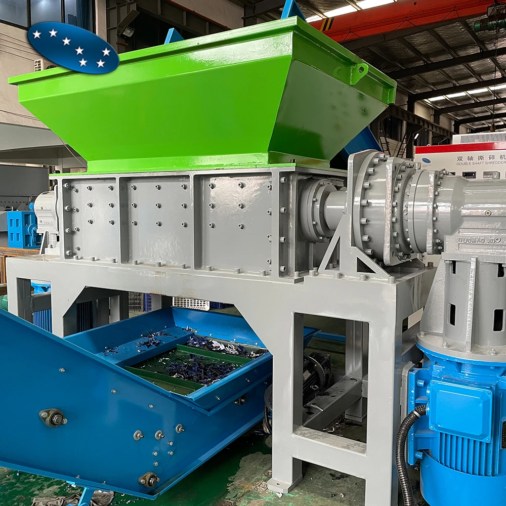 Big blue bucket shredder machine / blue drums shredding double shaft shredder machine
