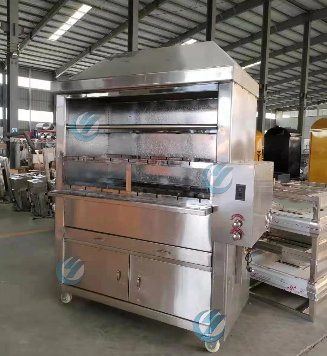 Mobile rotating barbecue bbq grill  griddle gas and electric chicken grill