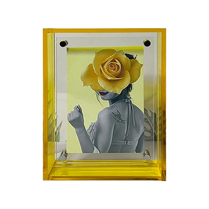 Modern Luxe Neon Wall Mounted Desktop Clear DIY Perspex Acrylic Framed Shadow Box For Gift