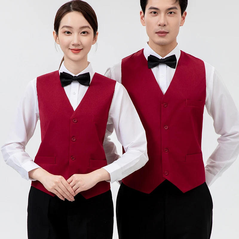 Wholesale Overalls for Men Workwear Breathable Waterproof Waiter Uniform Chinese Work Clothes Custom Logo Cool Vest for Working